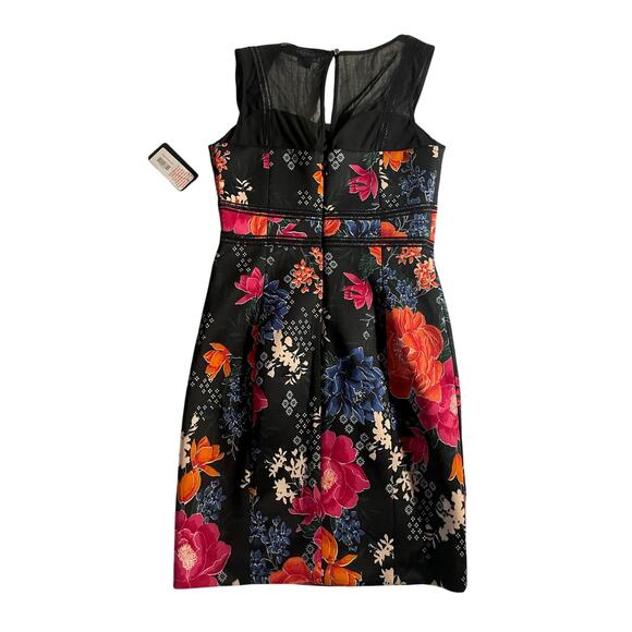 Guess Dress Womens Size 4 NWT Black Floral Sleeveless Mesh Panel Short Bodycon - Picture 2 of 7